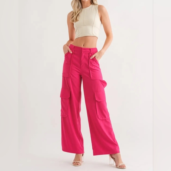 #226 🛑42 S,M FABULOUS CHIC CARGO PANTS BEST WIDE LEG CARGO PANTS - Picture 7 of 12
